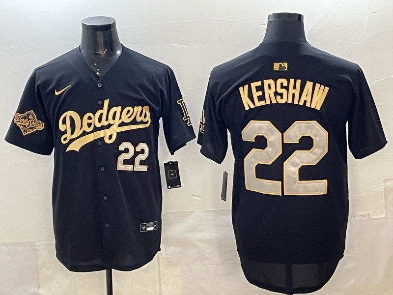 Men Los Angeles Dodgers #22 Kershaw Black Gold Game 2026 Nike MLB Jersey 003